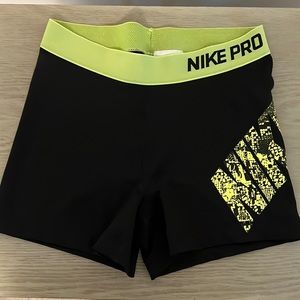 Nike Pro Black and Yellow spandex shorts size medium
